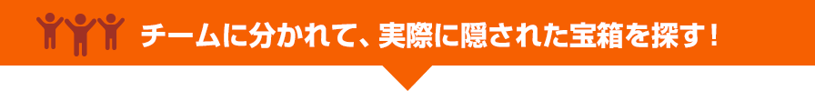 チームに分かれて、実際に隠された宝箱を探す